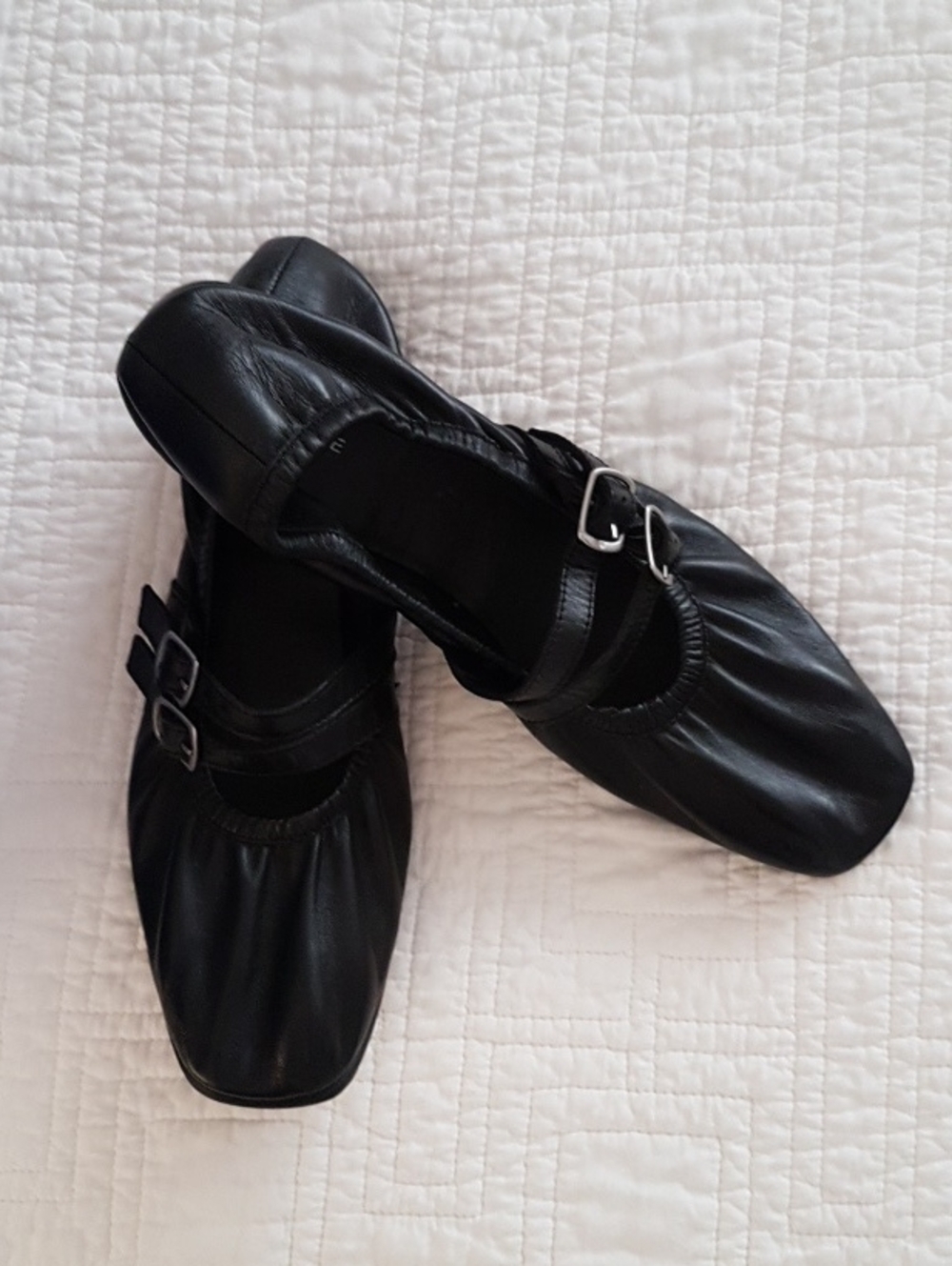 Free People Black Double-Buckle Mary Jane Flats